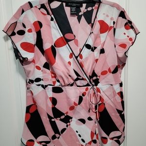 Blue Diamond Pink and red wrap top .